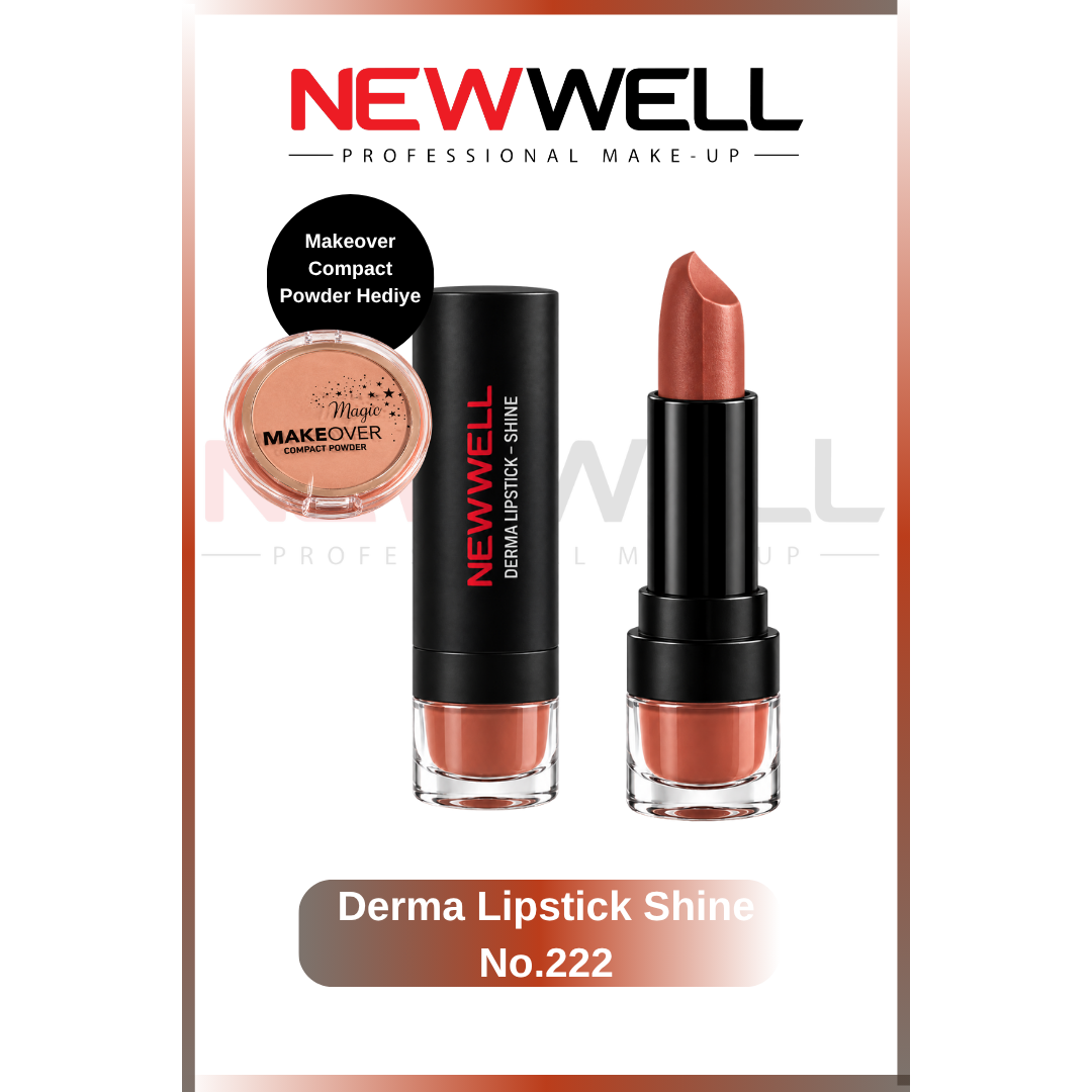 New Well Derma Lipstick Shine No.222 & Makeover Compact Powder Hediye