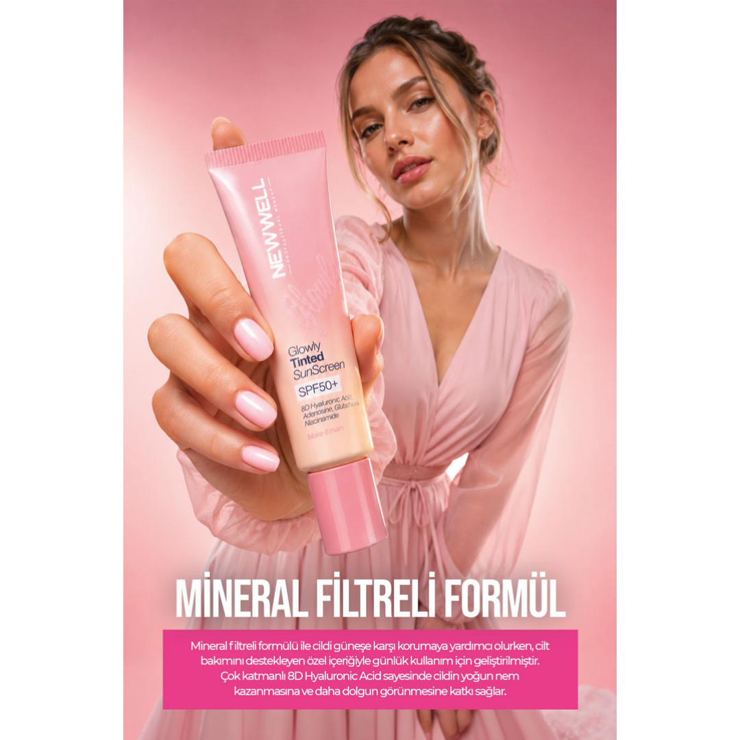 New Well Glowly Tinted Mineral Sunscreen SPF50+ | Renkli Mineral Filtreli Güneş Koruyucu Krem 35 ML