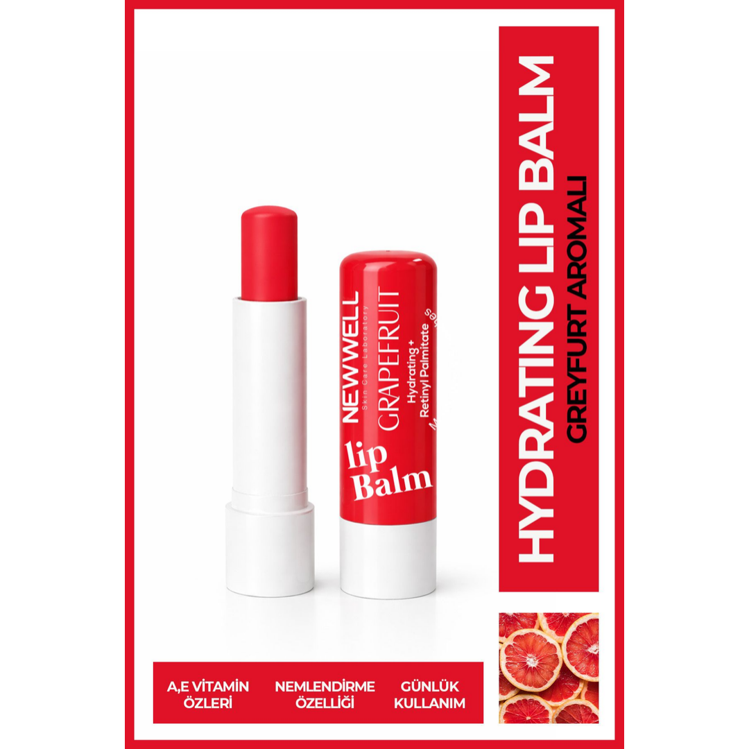 New Well Grapefruit Hydrating Lip Balm – Greyfurt Aromalı Nemlendirici Dudak Bakım Kremi 4 gr