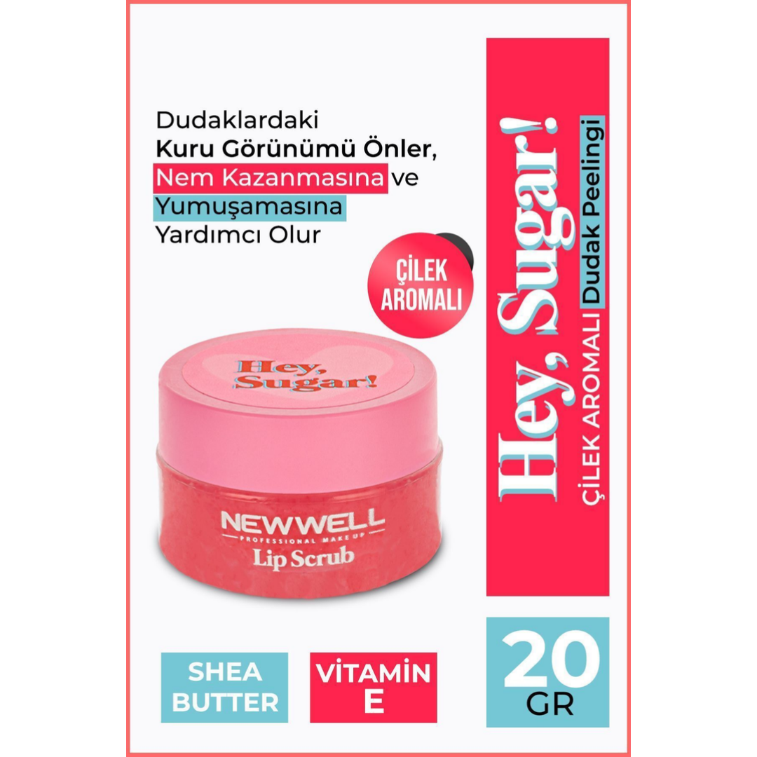 New Well Hey Sugar! Çilek Aromalı Dudak Peelingi 20gr