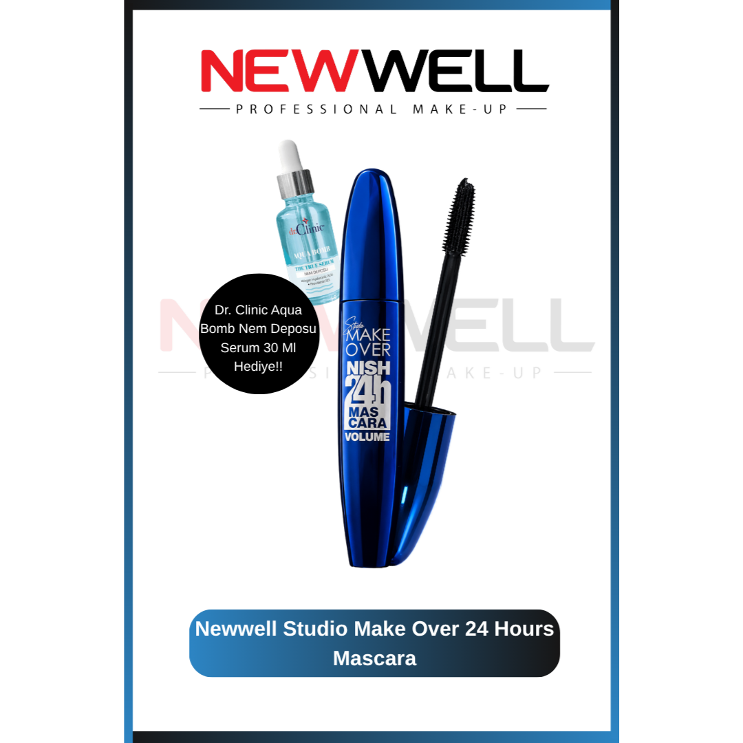 New well Studio Make Over 24 Hours Mascara Volume Makyaj Süngeri Hediye