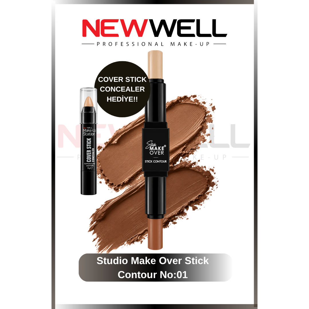 New Well Studio Make Over Stick Contour No:01 & Cover Stick Concealer Hediye