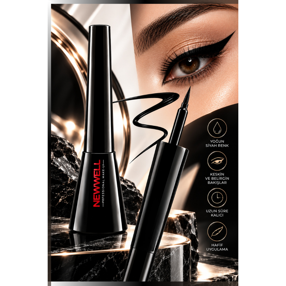 New Well Ultra Black Eyelıner 4ml & Makyaj Süngeri Hediye