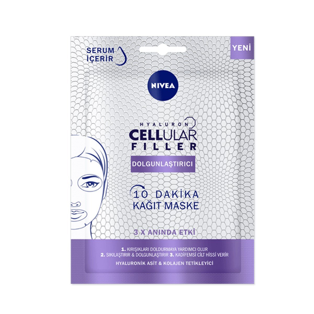 Nivea 10 Dakika Hyaluron Cellular Filler Dolgunlaştırıcı Kağıt Maske
