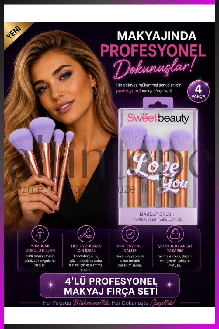 Sweet Beauty 4''lü Love You Makeup Brush