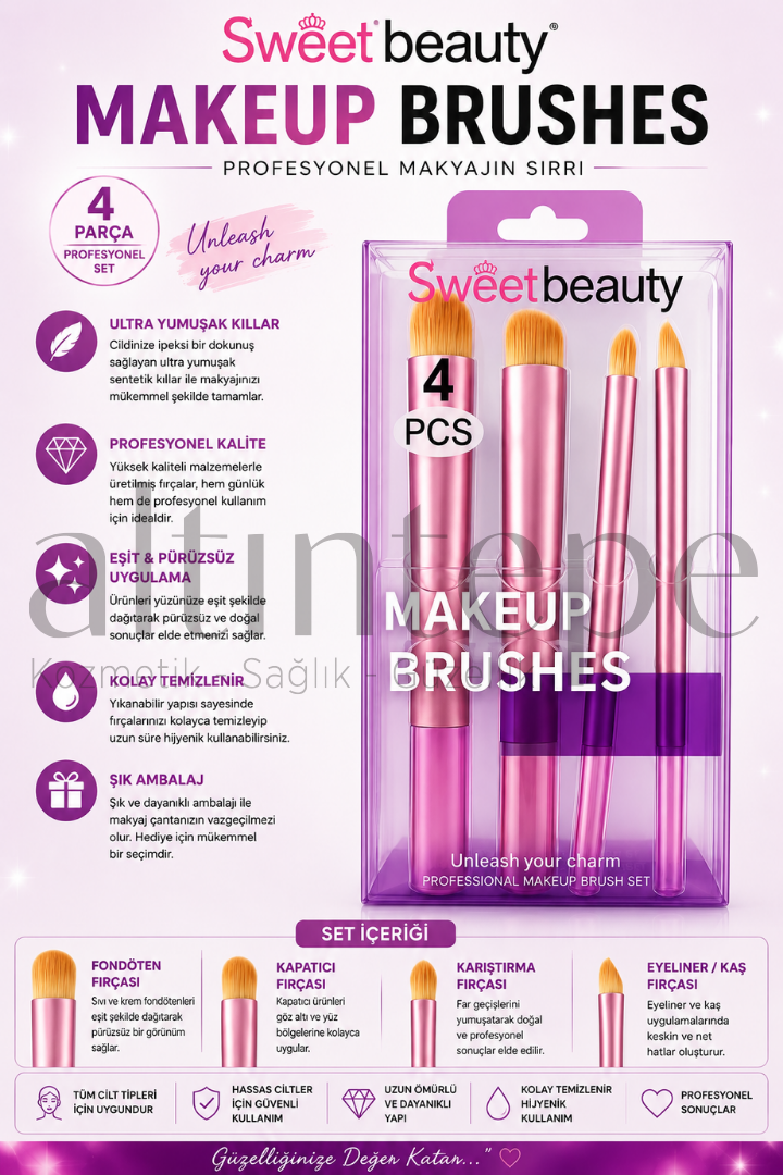 Sweet Beauty 4''lü Makeup Brush-SW 