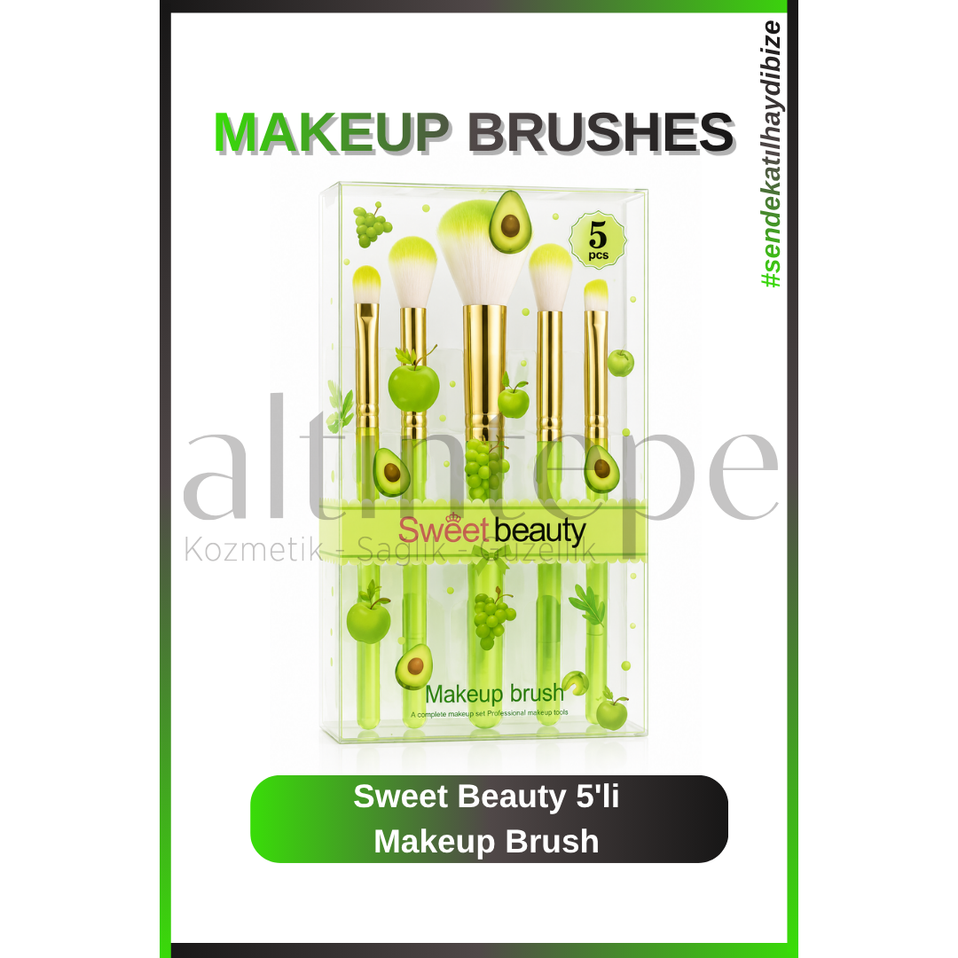 Sweet Beauty 5'li Makeup Brush Yeşil Meyveli Set