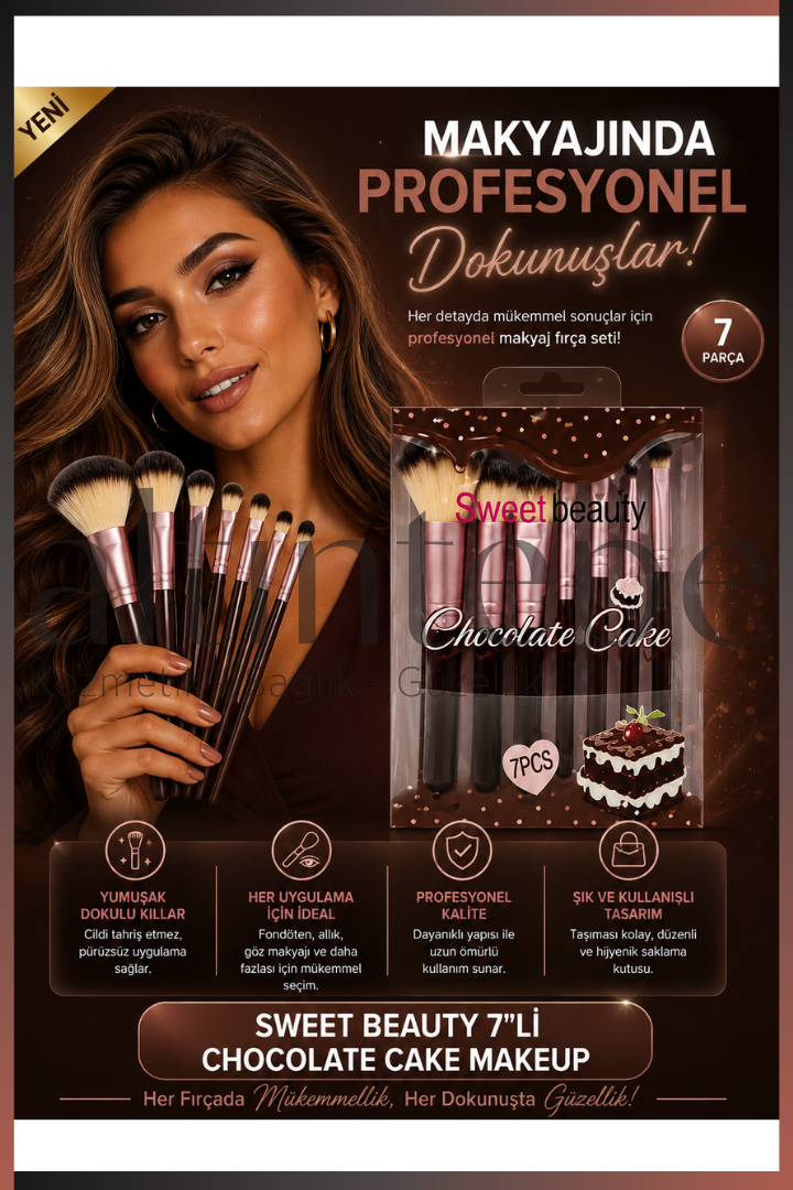 Sweet Beauty 7''li Chocolate Cake Makeup Brush