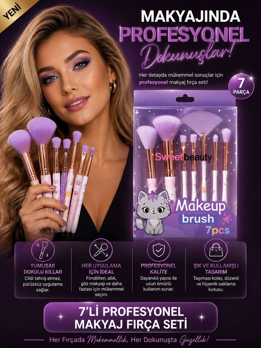 Sweet Beauty 7''li Makeup Brush