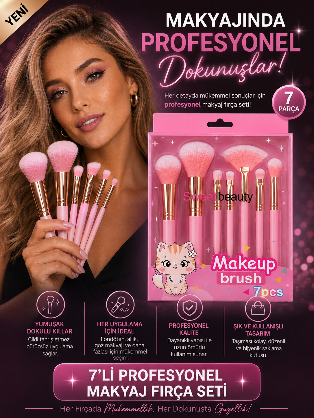 Sweet Beauty 7''li Makeup Brush