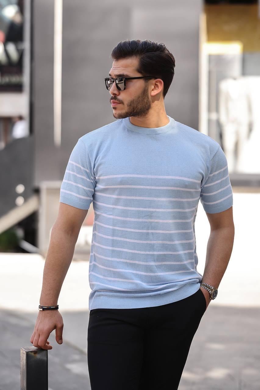 T-SHİRTBebe Mavi Çizgili Basic Örme Triko Tshirt  | VİP LOKAL1365-BebemaviBebe Mavi Çizgili Basic Örme Triko Tshirt