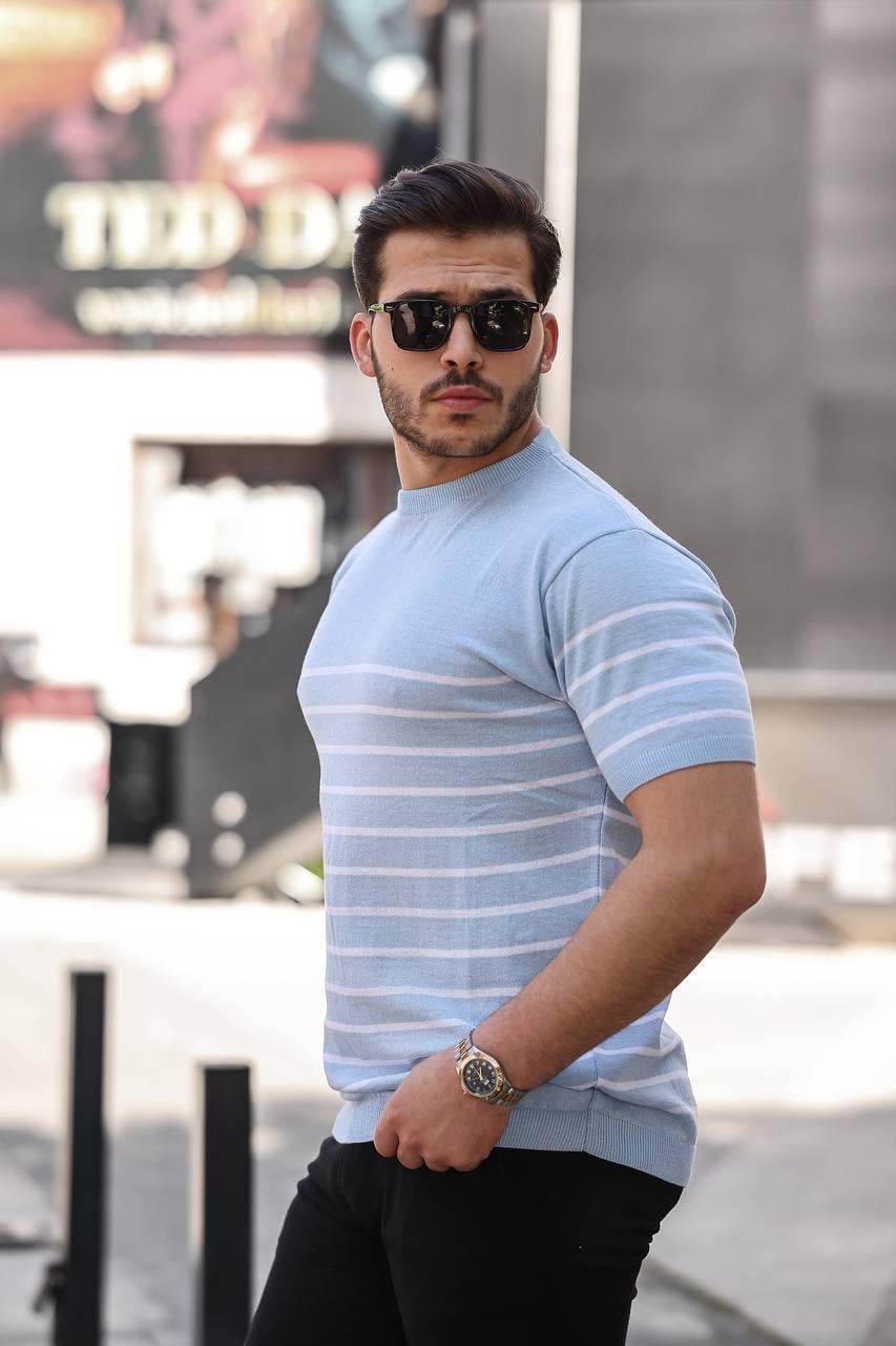 T-SHİRTBebe Mavi Çizgili Basic Örme Triko Tshirt  | VİP LOKAL1365-BebemaviBebe Mavi Çizgili Basic Örme Triko Tshirt