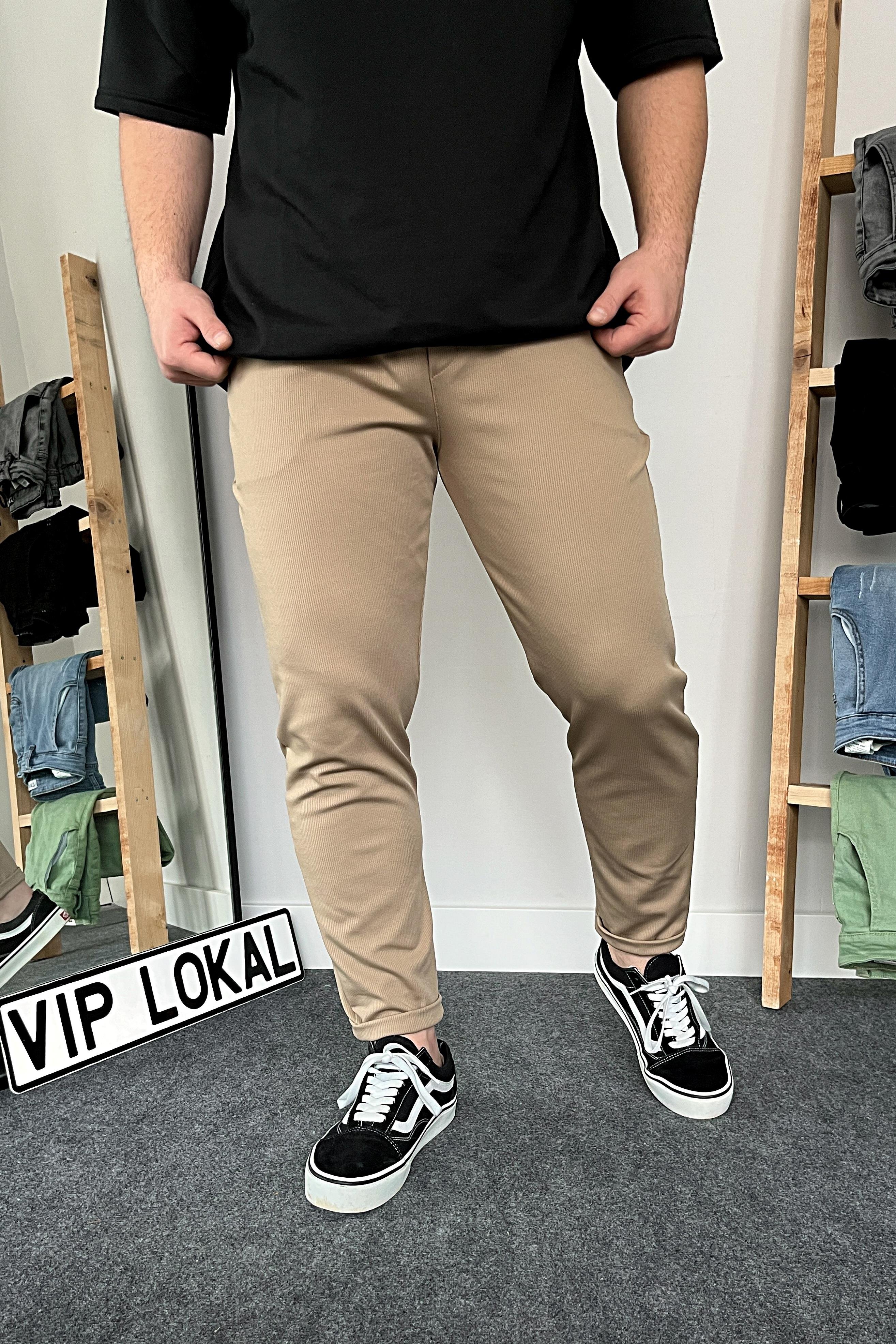 PANTOLON Bej Duble Paça Örme Kumaş Likralı Jogger | VİP LOKAL1282-BejBej Duble Paça Örme Kumaş Likralı Jogger