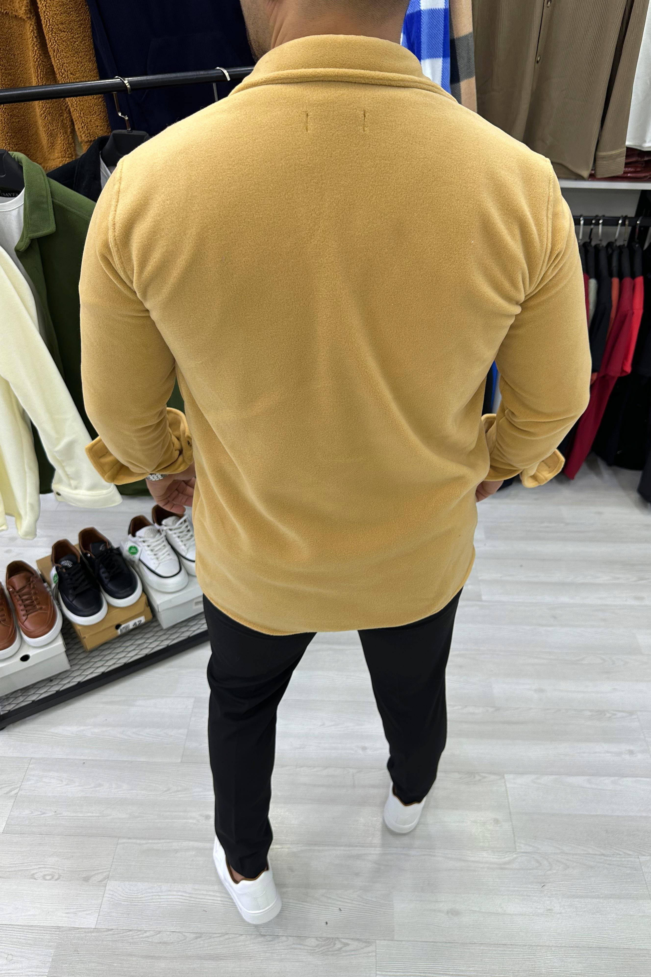 GÖMLEKBej Slim Fit Kalın Polar Gömlek | VİP LOKAL1235-BejBej Slim Fit Kalın Polar Gömlek