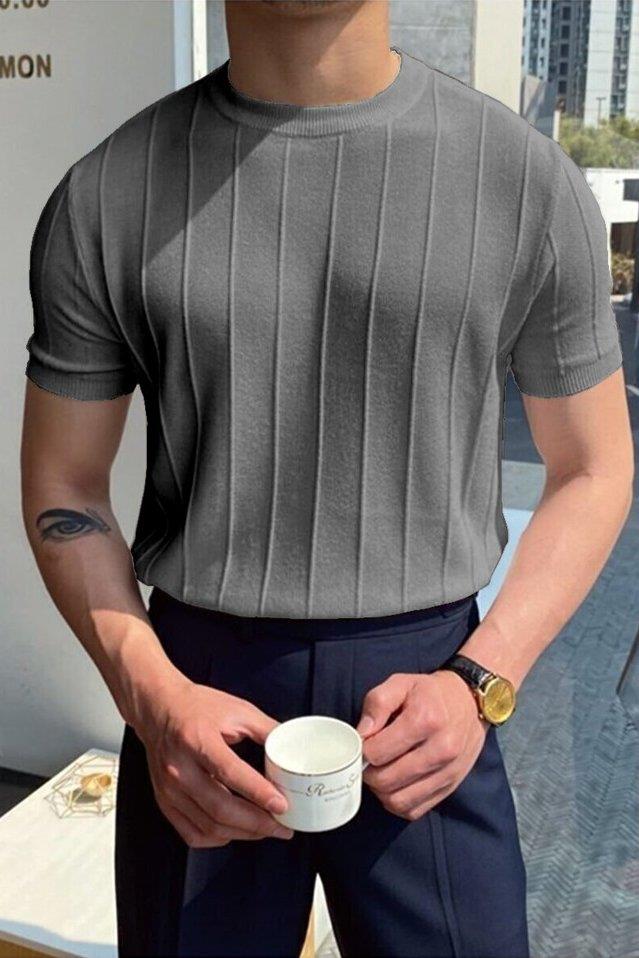 T-SHİRTFüme Örme Triko Tshirt | VİP LOKAL1295-FümeFüme Örme Triko Tshirt