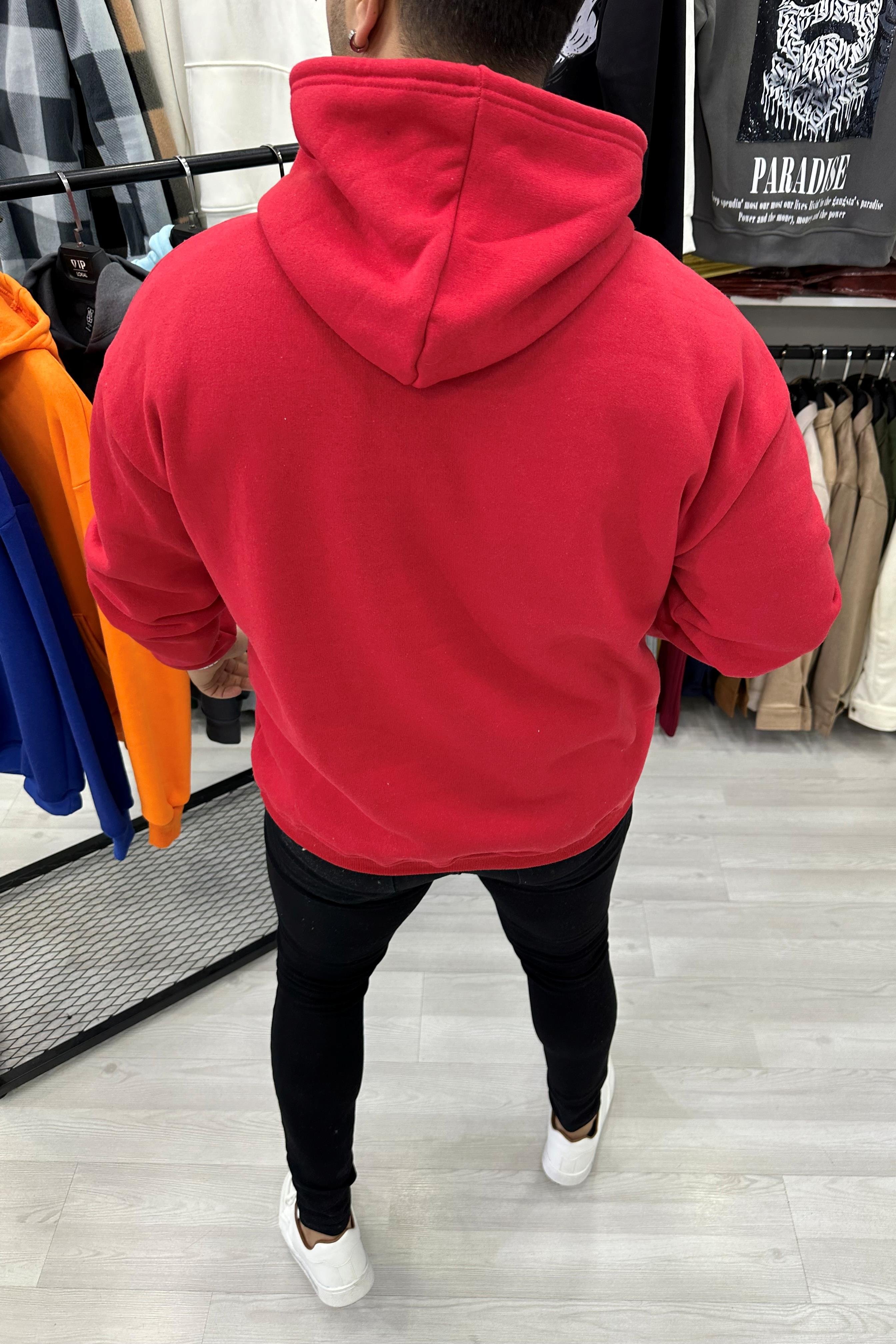 SWEATSHİRTKırmızı Oversize Kapüşonlu Sweat | VİP LOKAL1258-KırmızıKırmızı Oversize Kapüşonlu Sweat