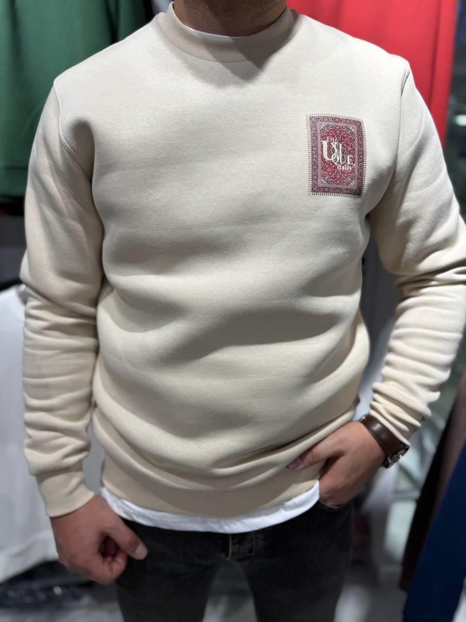 SWEATSHİRTKrem 3 İplik Şardonlu Baskılı Sweatshirt | VİP LOKAL1560-Krem  Krem 3 İplik Şardonlu Baskılı Sweatshirt