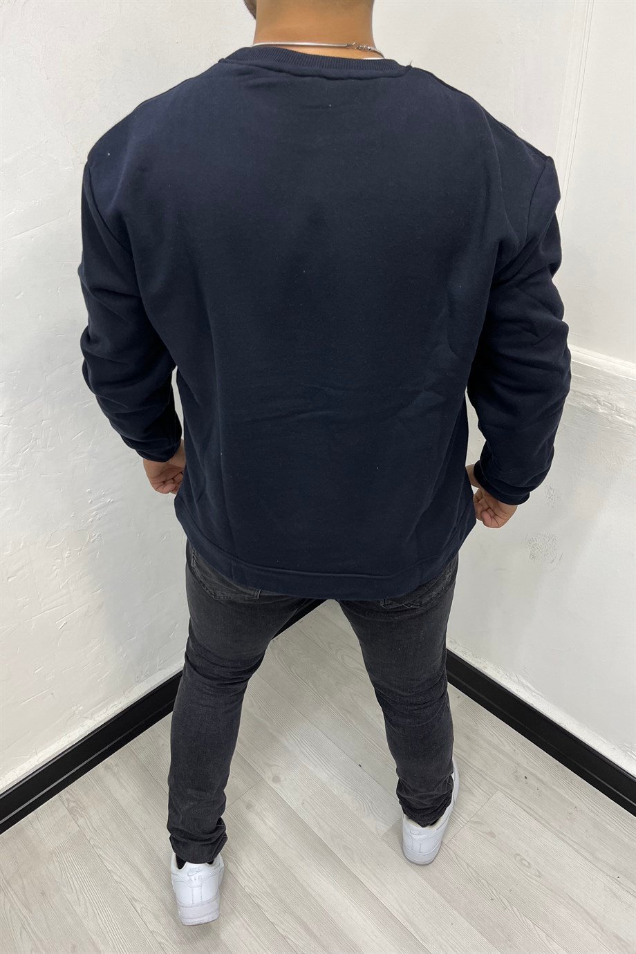 SWEATSHİRTLacivert 3 İplik Şardonlu Oversize Sweatshirt | VİP LOKAL1007-LacivertLacivert 3 İplik Şardonlu Oversize Sweatshirt