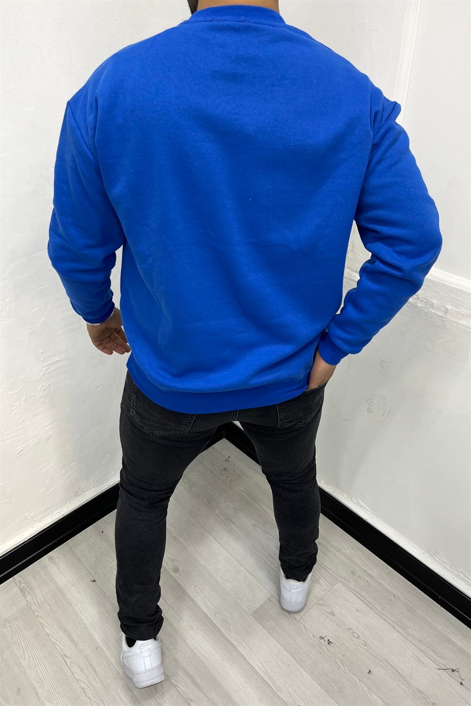 SWEATSHİRTMavi 3 İplik Şardonlu Oversize Sweatshirt | VİP LOKAL1007-MaviMavi 3 İplik Şardonlu Oversize Sweatshirt