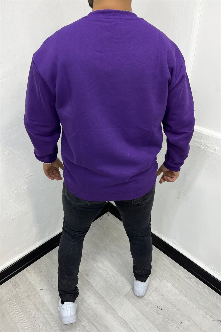 SWEATSHİRTMor 3 İplik Şardonlu Oversize Sweatshirt | VİP LOKAL1007-MorMor 3 İplik Şardonlu Oversize Sweatshirt