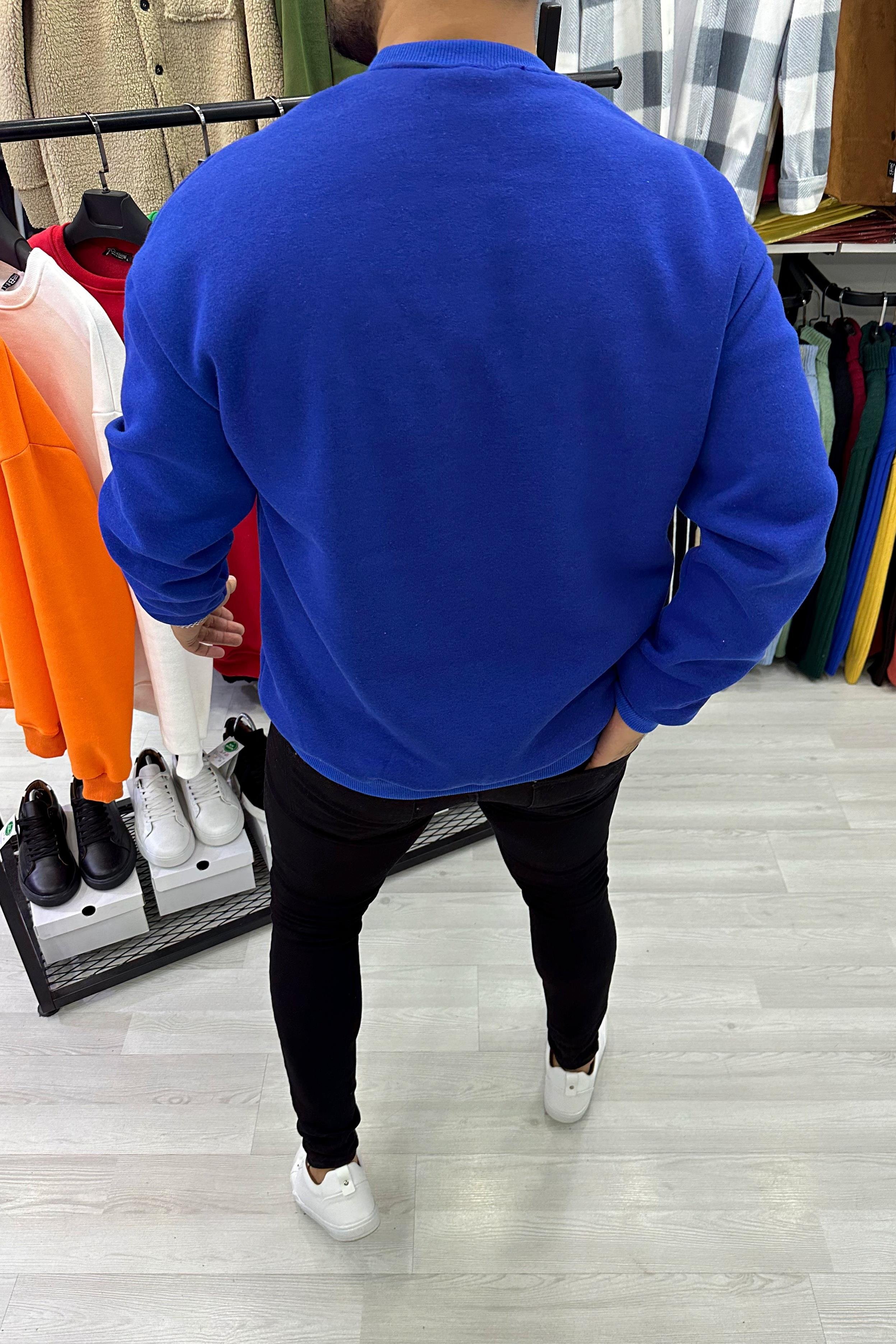 SWEATSHİRTSaks Mavi Oversize Basic Sweat | VİP LOKAL1142-SaksSaks Mavi Oversize Basic Sweat
