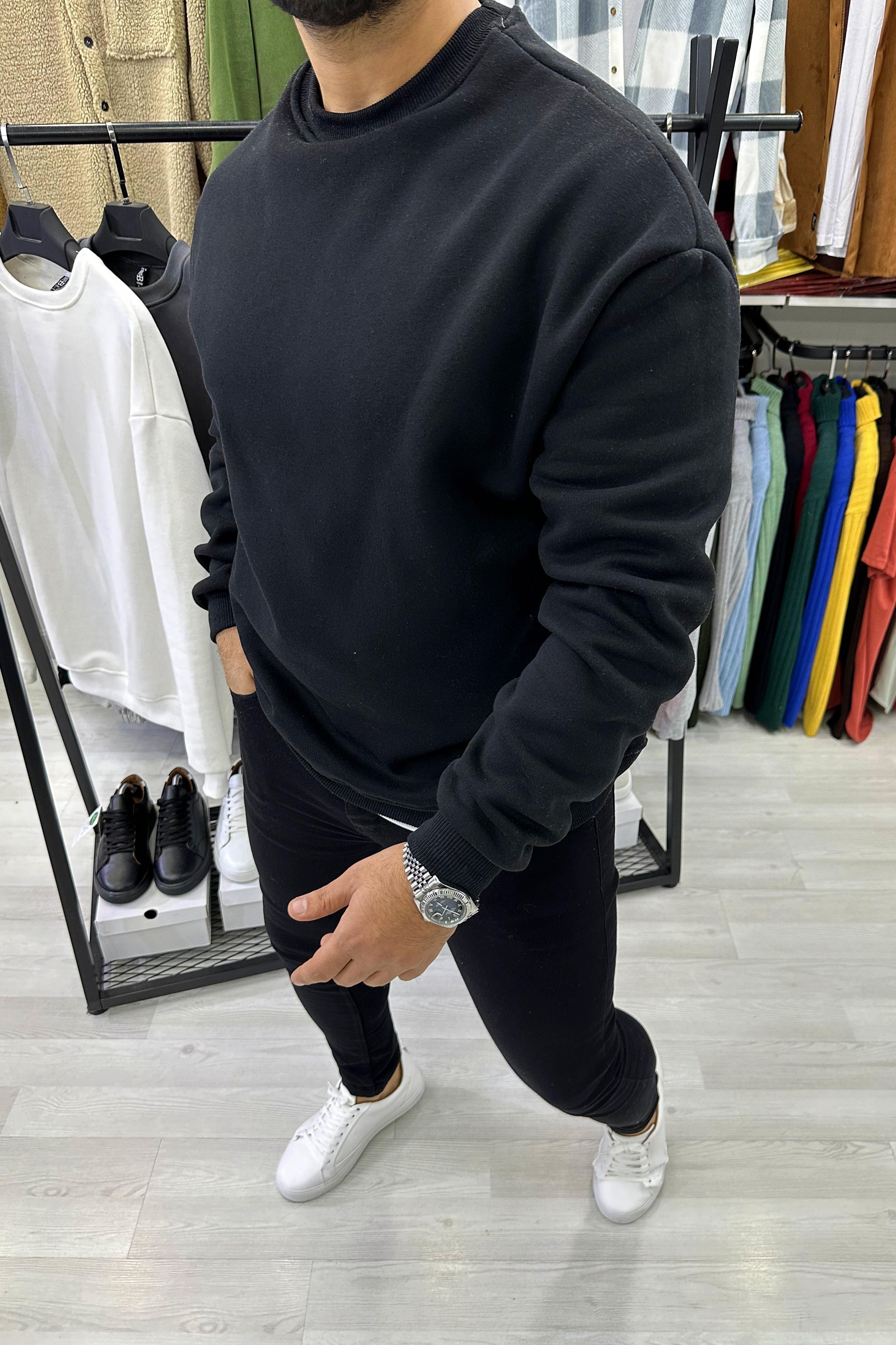 SWEATSHİRTSiyah Oversize Basic Sweat | VİP LOKAL1142-SiyahSiyah Oversize Basic Sweat