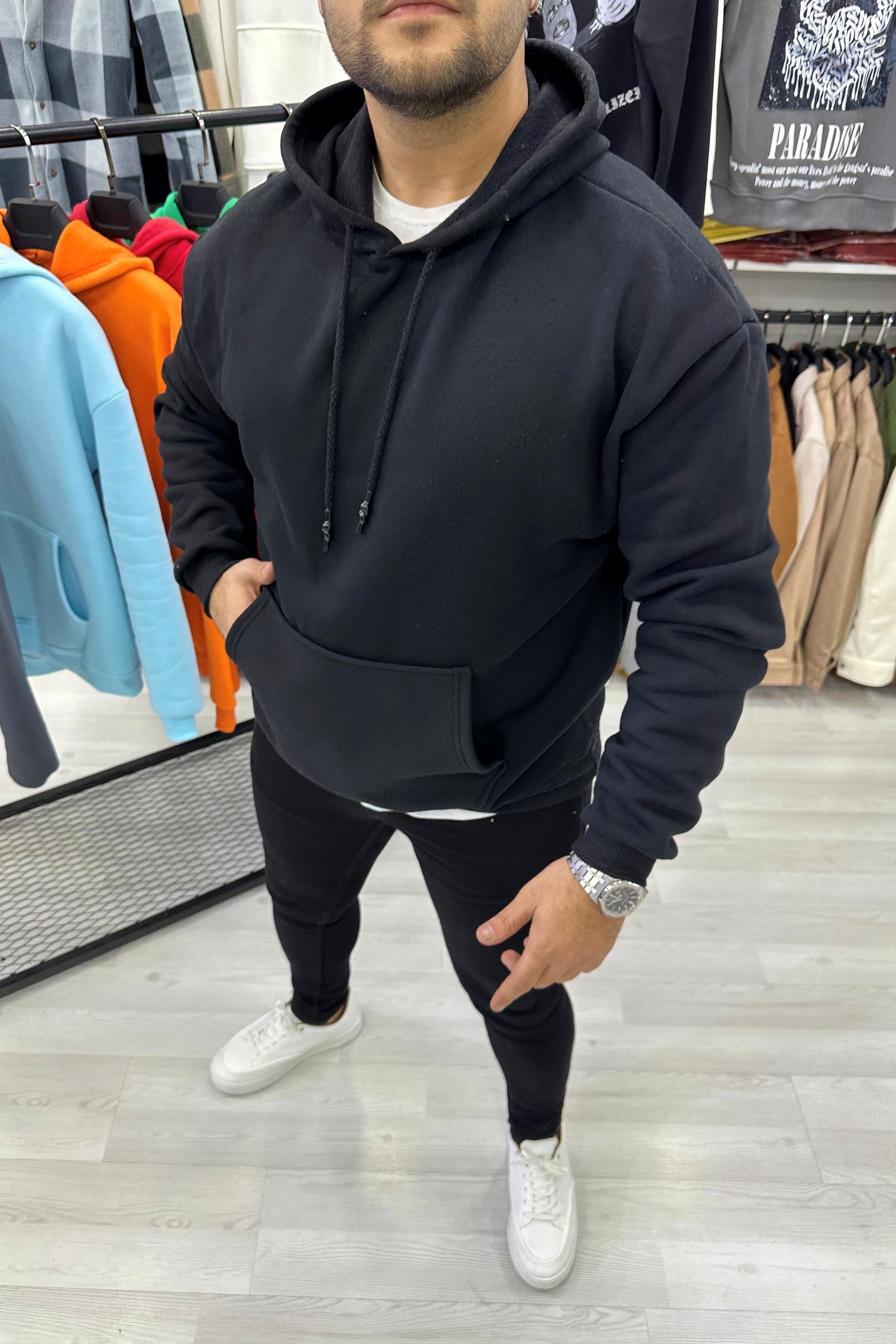 SWEATSHİRTSiyah Oversize Kapüşonlu Sweat | VİP LOKAL1258-SiyahSiyah Oversize Kapüşonlu Sweat
