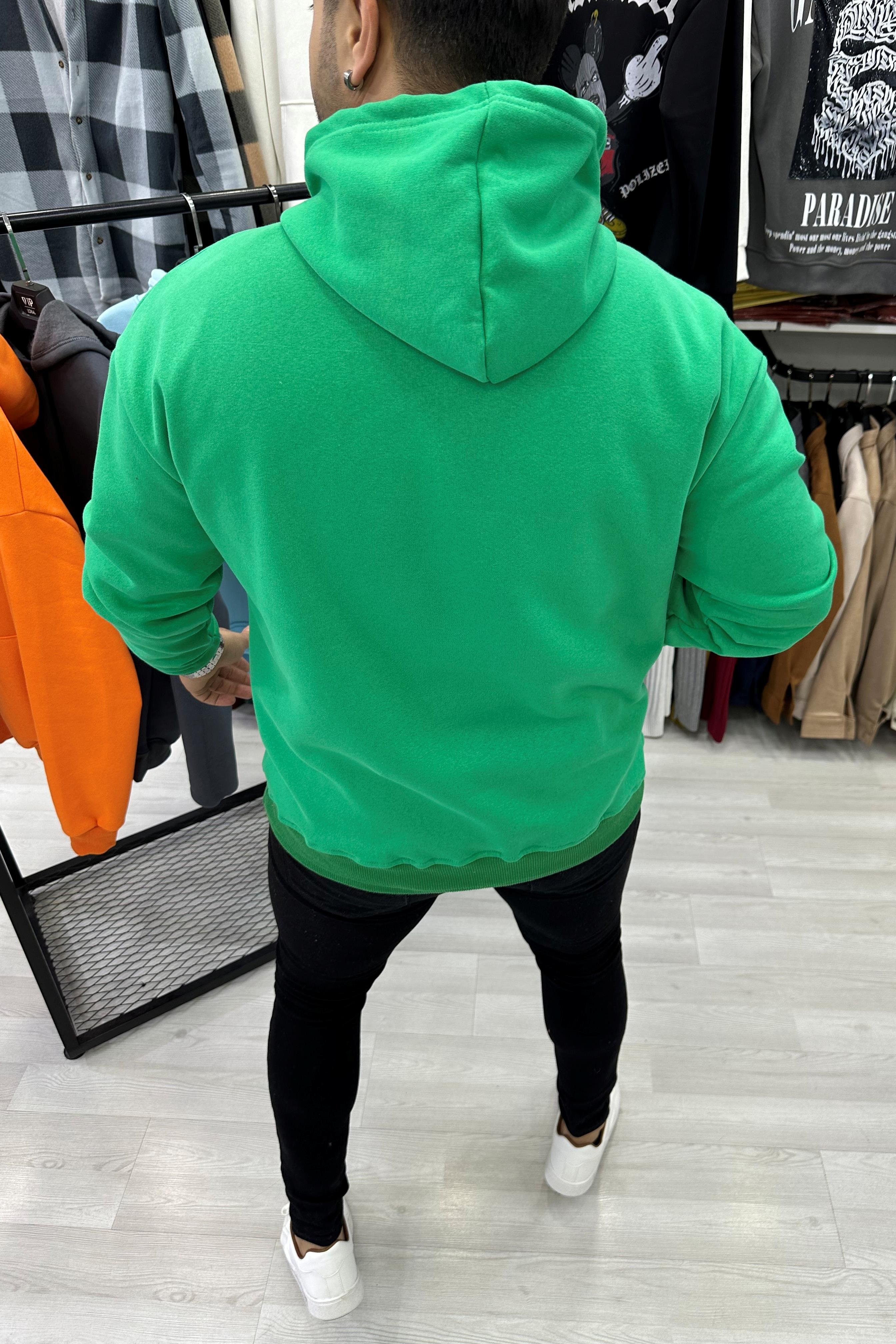SWEATSHİRTYeşil Oversize Kapüşonlu Sweat | VİP LOKAL1258-YeşilYeşil Oversize Kapüşonlu Sweat