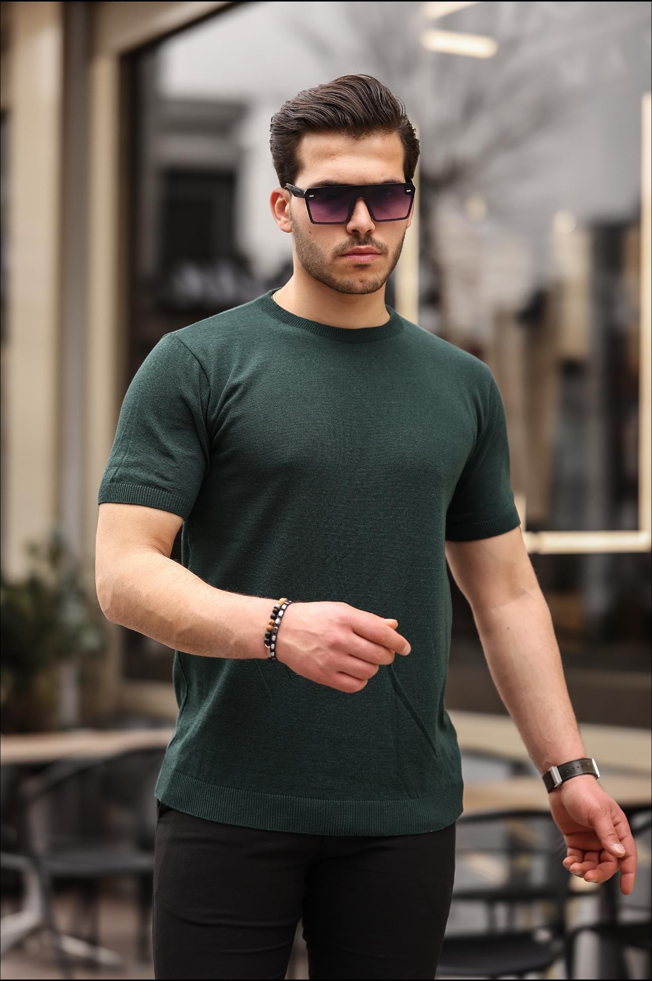 T-SHİRTZümrüt Yeşil Basic Örme Triko Tshirt | VİP LOKAL1364-YeşilZümrüt Yeşil Basic Örme Triko Tshirt