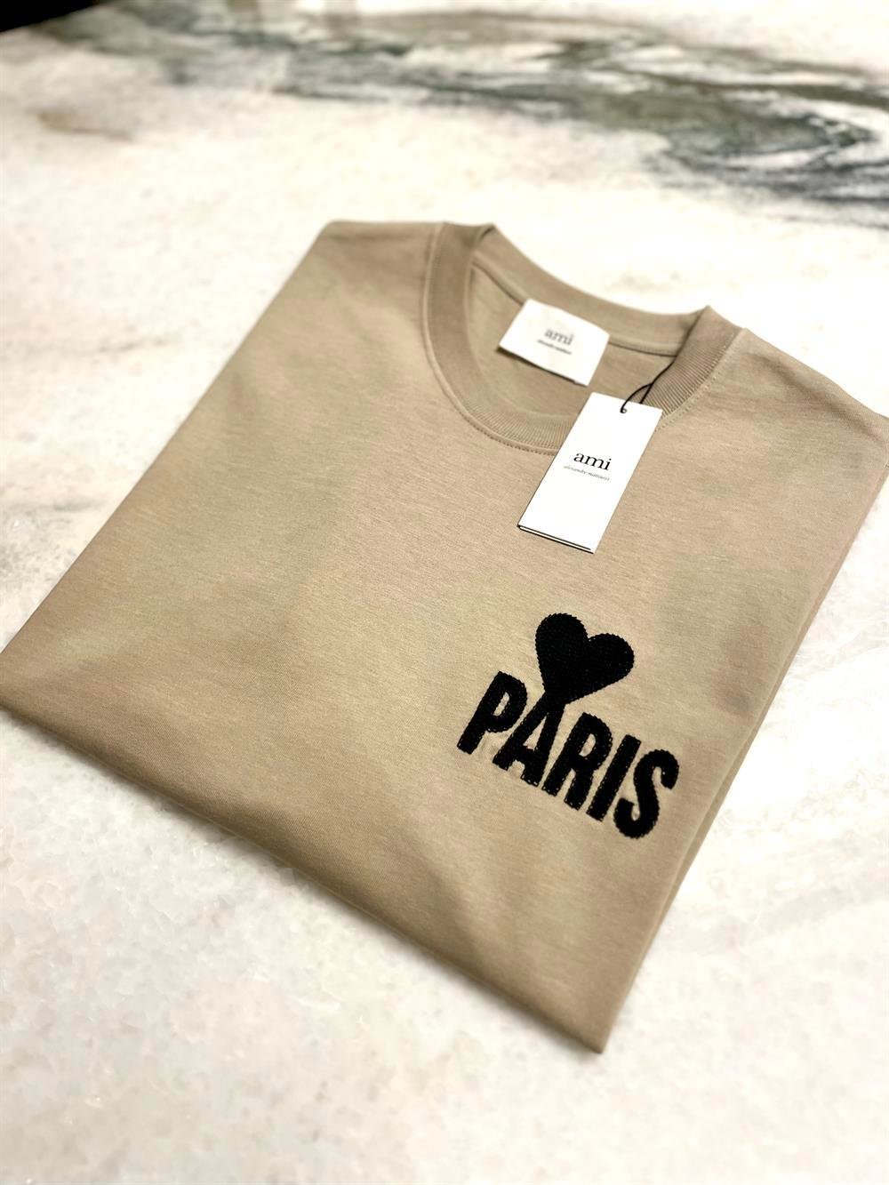 AMİ PARİS UNİSEX BEJ TSHİRT 