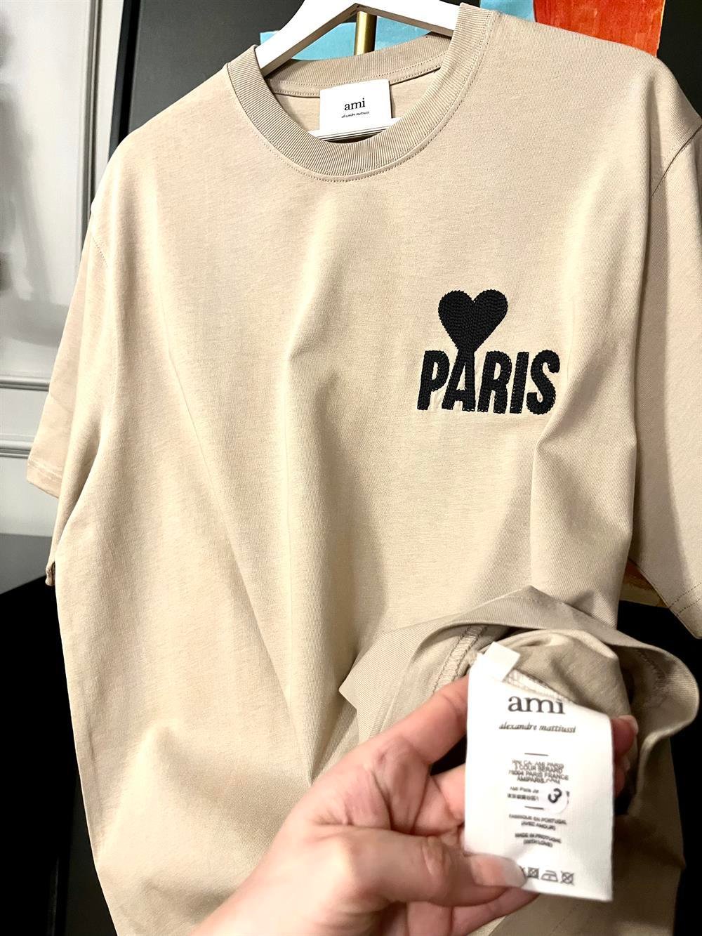 AMİ PARİS UNİSEX BEJ TSHİRT 
