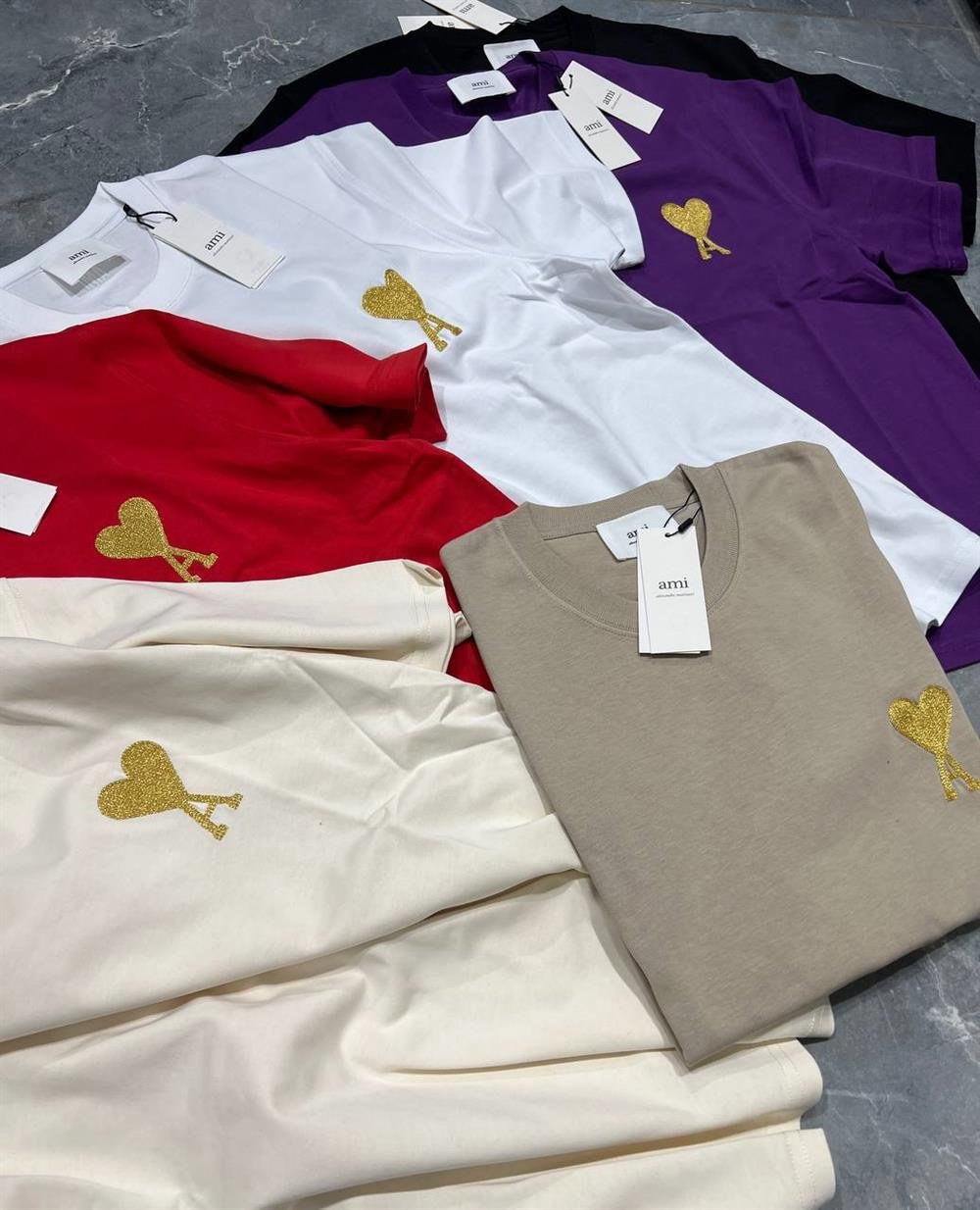 AMİ UNİSEX PARLAK BEJ TSHİRT 