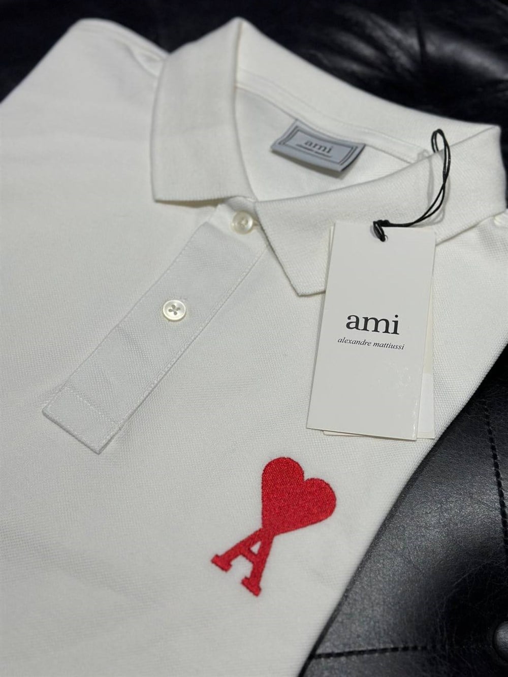 AMİ UNİSEX POLO YAKA BEYAZ TSHİRT 