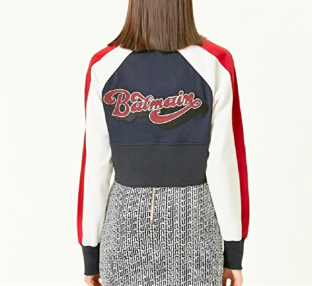 Blmn şeritli crop sweatshirt 