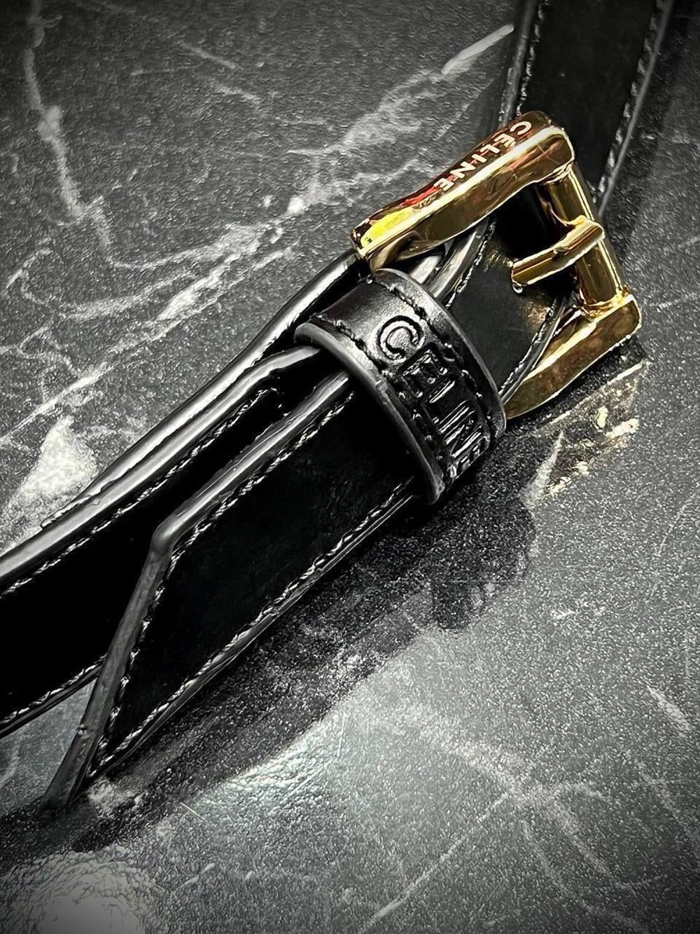 CELİNE SİYAH CLASSİQUE TRIOMPHE BAG İN SHİNY CALFSKİN