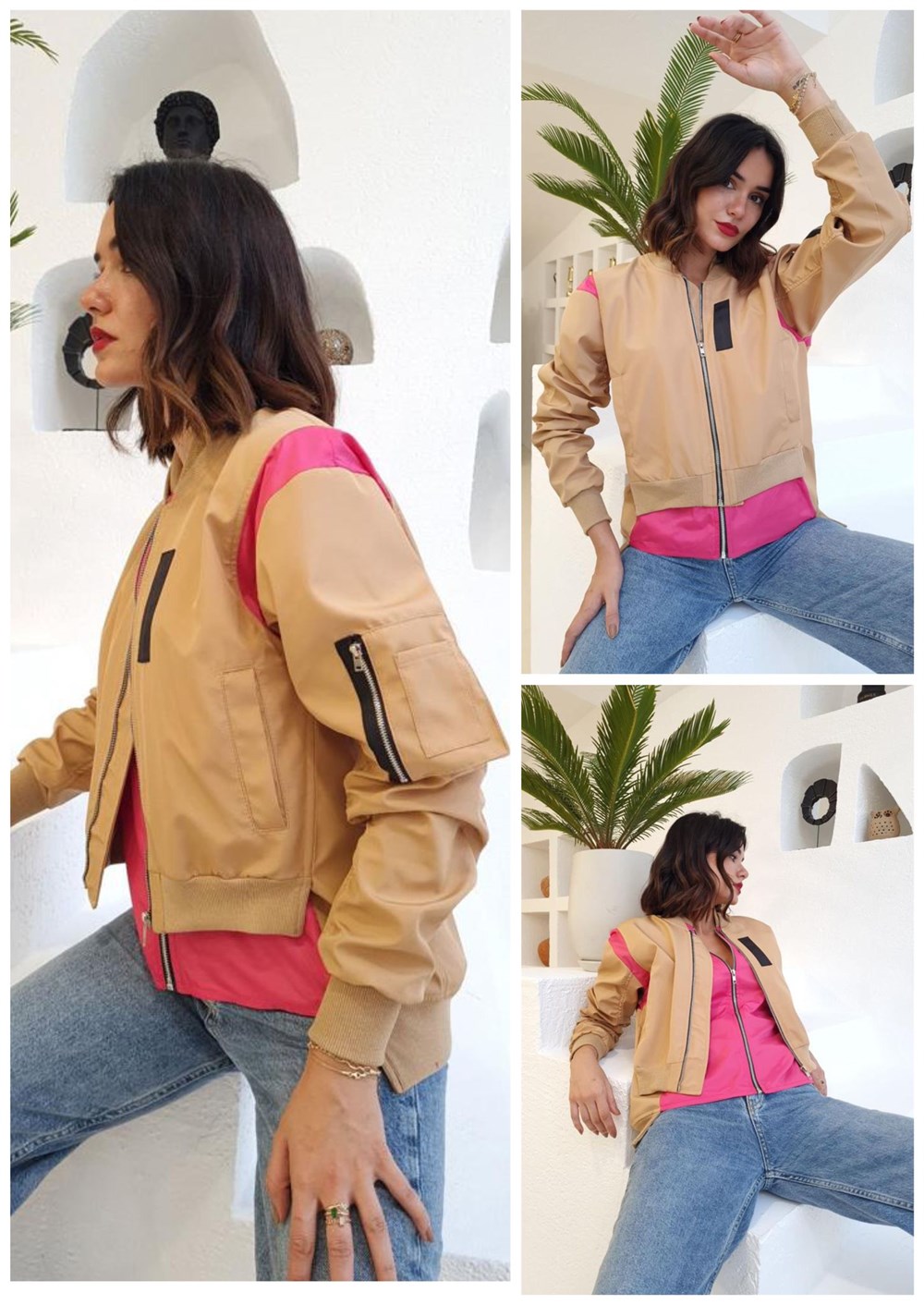 Çift parça görünümlü bomber twist mont