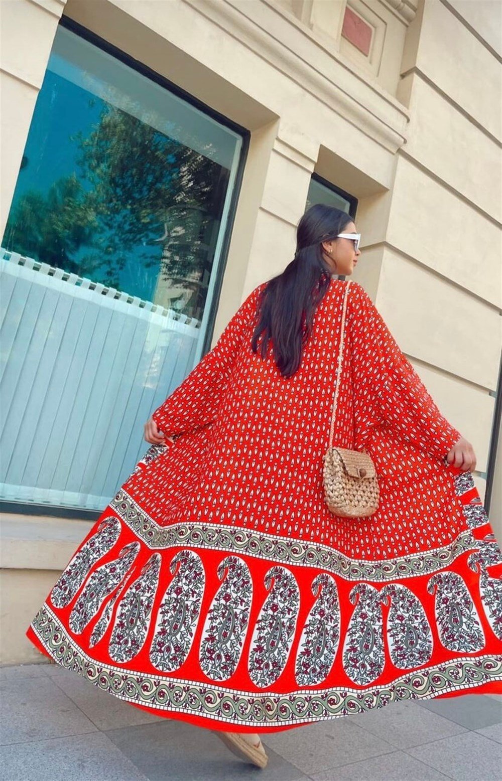 Kırmızı Desenli Kimono