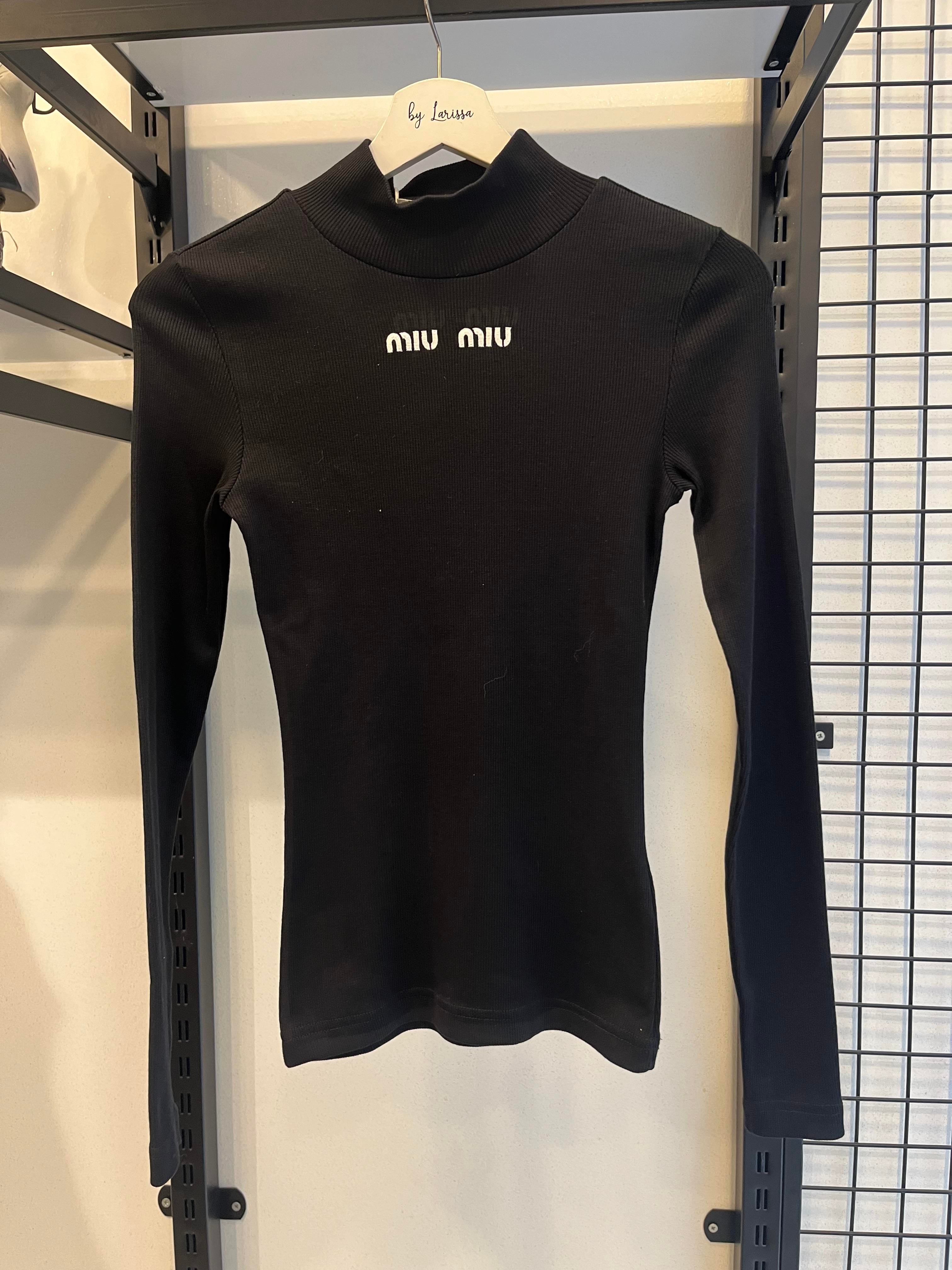 MİU DİK YAKA SİYAH İNCE TRİKO