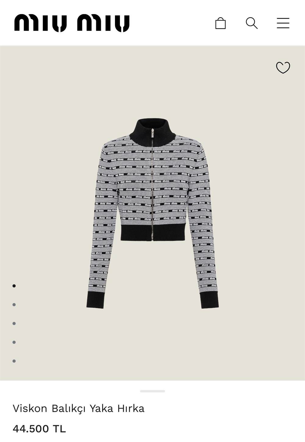 Miu fermuarlı hırka