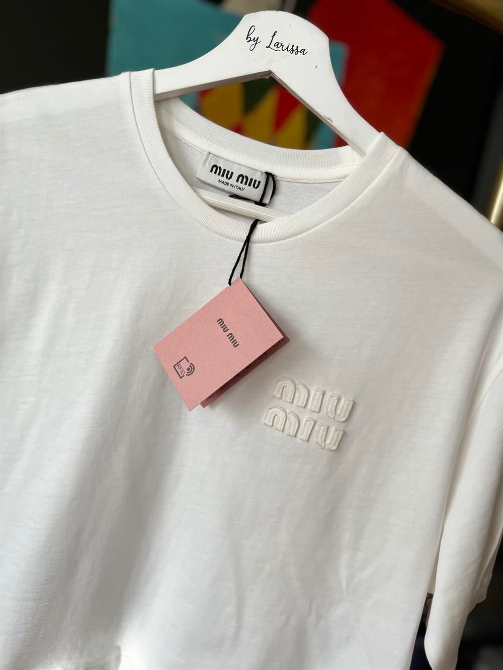 Miu miu beyaz crop tshirt 