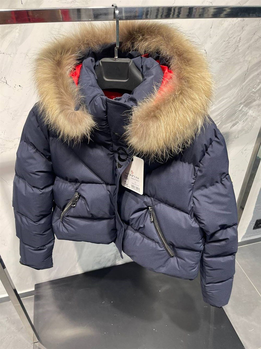 MONCLER LACİVERT KÜRKLÜ MONT
