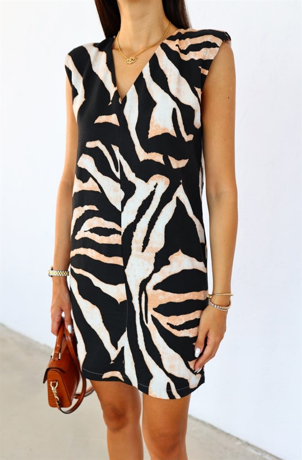 Network leopar desenli elbise