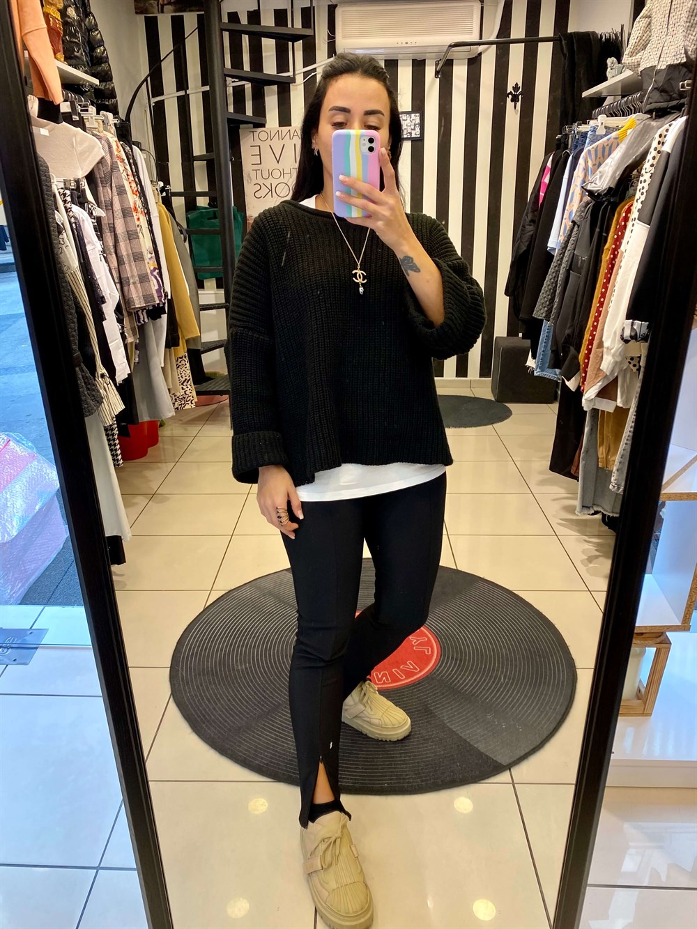 Oversize siyah kazak 