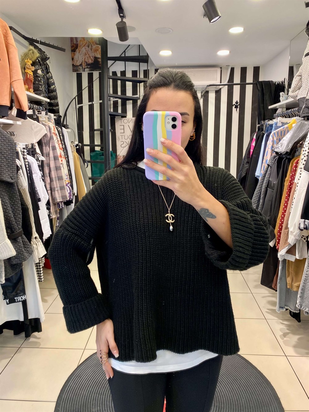 Oversize siyah kazak 