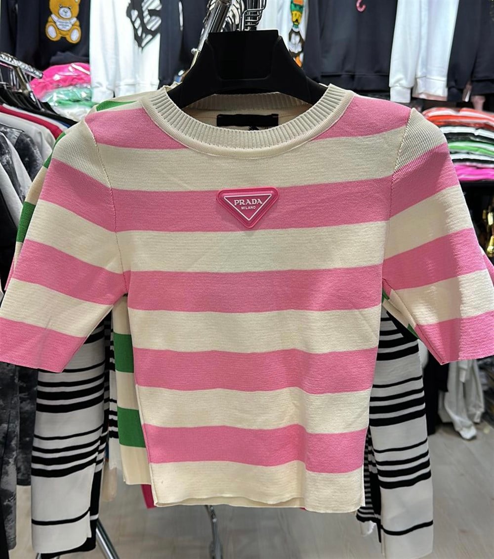 Prada pembe çizgili triko