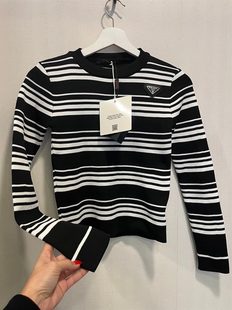 Prada siyah çizgili triko