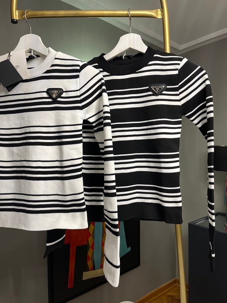 Prada siyah çizgili triko