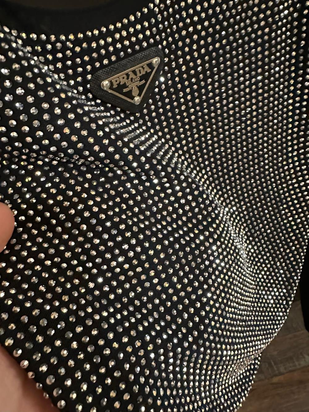 Prda taşlı crop top