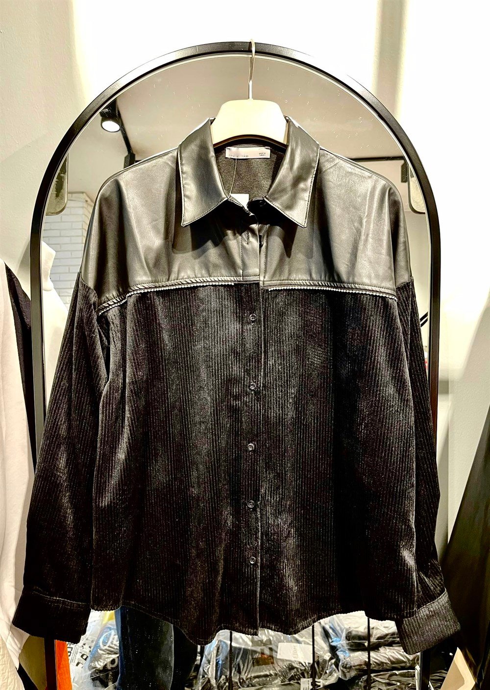 Twst deri kadifeli mix ceket