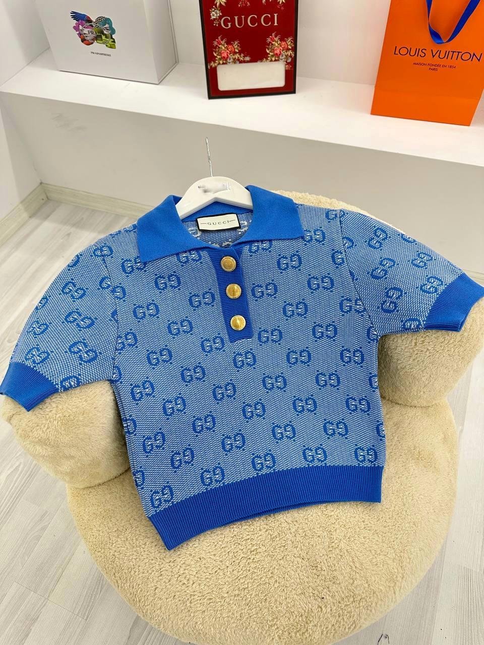 YENİ SEZON GUCCİ MAVİ TRİKO TSHİRT